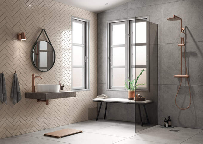 Silhouet Kupfer gebürstet PVD Thermostat Duschsystem [https://damixa.de]