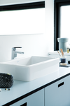 Slate Basin mixer in the surfaces chrome and Chrome/black
