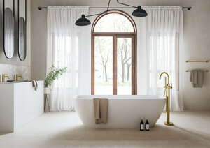 Silhouet Freestanding bath mixer (Brushed Brass PVD)